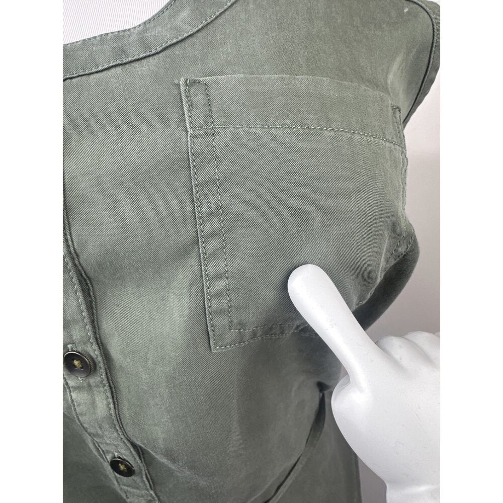 NWT Eddie Bauer Lightweight Tencel Dress Button Tie Belt Sleeveless Green Sz 12 - Picture 10 of 15